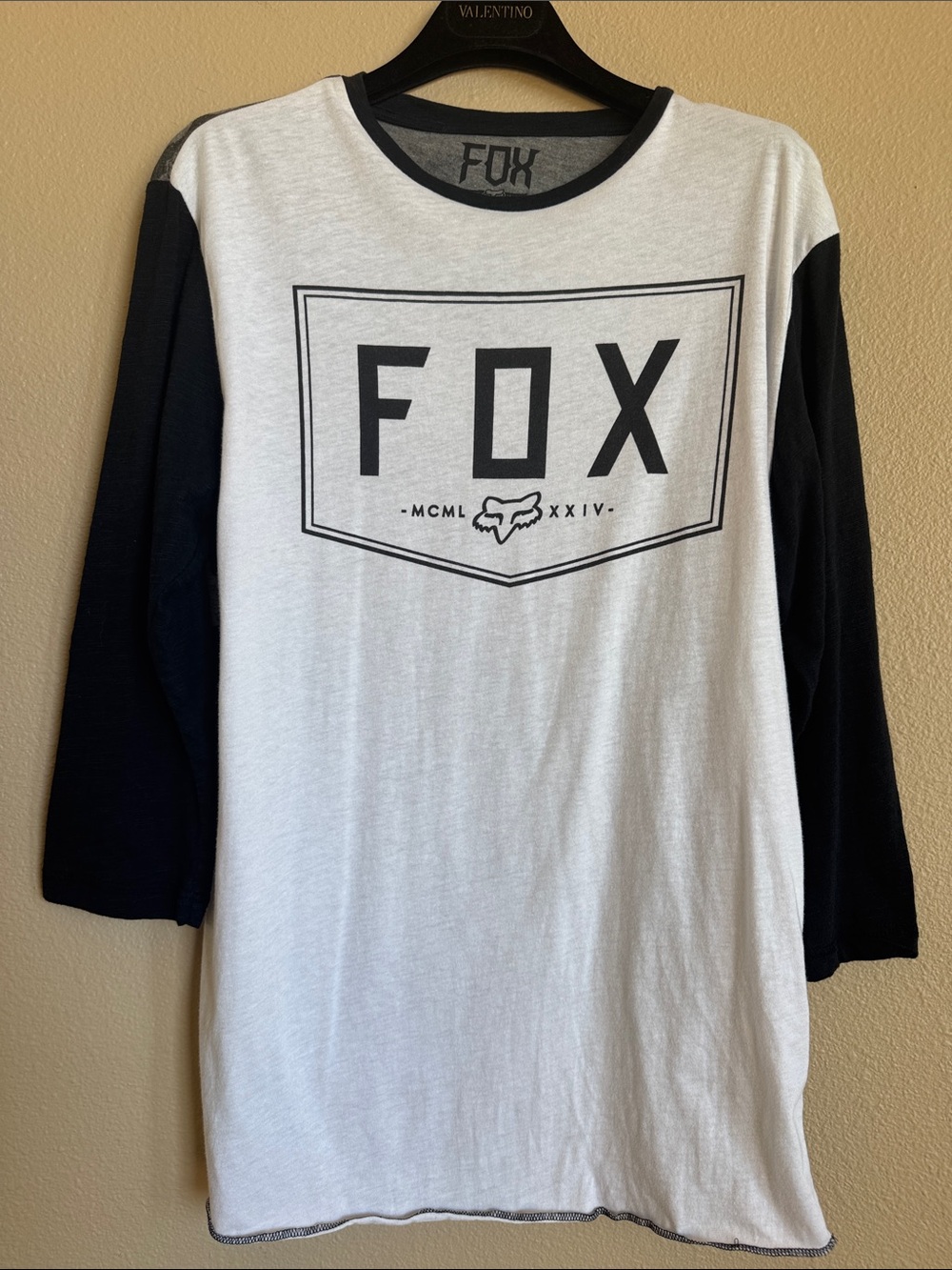 Fox Long Sleeve Raglan Logo Tee - White & Black